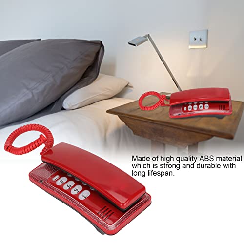 Elprico Wandmontiertes Telefon, Schnurgebundenes Telefon mit Wahlwiederholung, Schnellblitz-Stummschaltung, Festnetztelefon für das Home Hotel School Office(Rot)