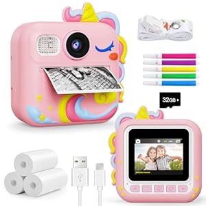 KOKODI Kids Camera Instant Print, Toddler Cameras Christmas Birthday Gifts for Girls Age 3-12, Digital Video Instant Print Camera for Kids, Kids Toys for Ages 5-7 Girls(Pink)