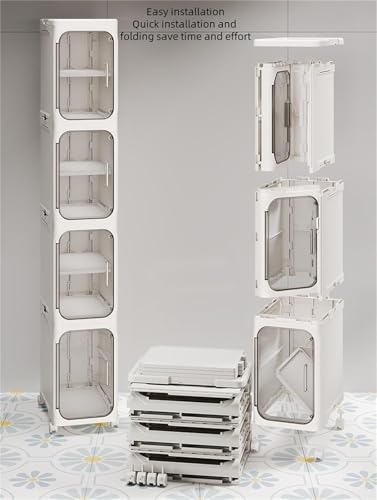 خزانة تخزين، خزانة ضيقة قابلة للطي مع ابواب، خزانة تخزين ذات فجوة ضيقة، خزانة تخزين متحركة بعجلات ضيقة عالية مناسبة للمطبخ وغرفة النوم والحمام