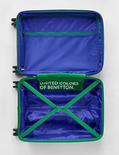 Image of United Colors of Benetton Cabin Hard Luggage Emerald Plus - Black | Carry-On Trolley Bag with TSA Lock | 360 Spinner Double Wheels | Telescopic Handle | PC Shell Suitcase | 55cm | 50L Capacity
