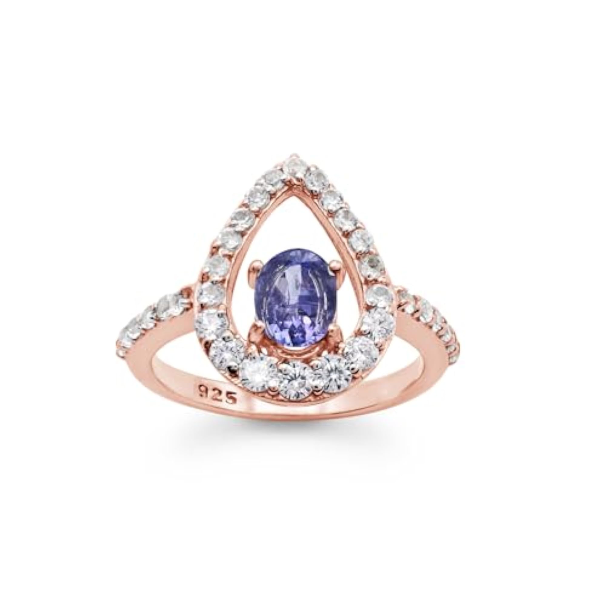 Women's Tanzanite White Topaz Solitaire Ring in 925 Silver