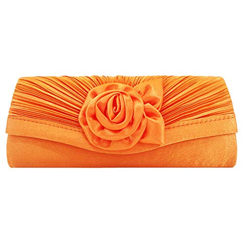 Wocharm Sac banquet en satin pour femme - Orange - Orange, Taille unique Cover