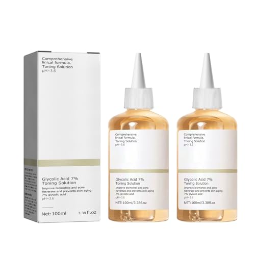 2Pc Tónico Glicólico,Ácido Glicólico Suave 7%,Acido Glicolico,Glycolic Acid 7% Resurfacing Solution,Glycolic Acid 7% Toner,Piel Clara y Limpia,For Blemishes And Acne Exfoliante Facial Hidratante