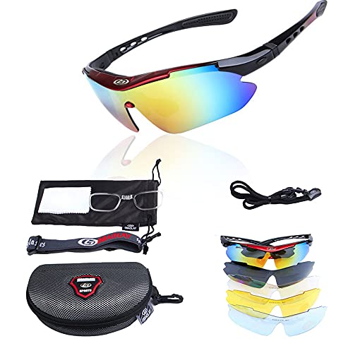 ORiTi Polarized Sports Sunglasses for Men Lightweight with 5 Interchangeable Lenses for Outdoor Cycling Running Driving Fishing Golf Climbing Sports