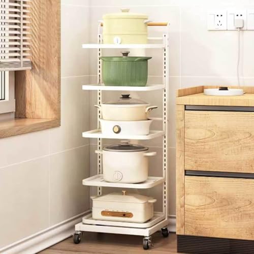 Scaffale per microonde a 3 ripiani, salvaspazio, per pentole e coperchi, multifunzione, soluzione elegante per casa e cucina