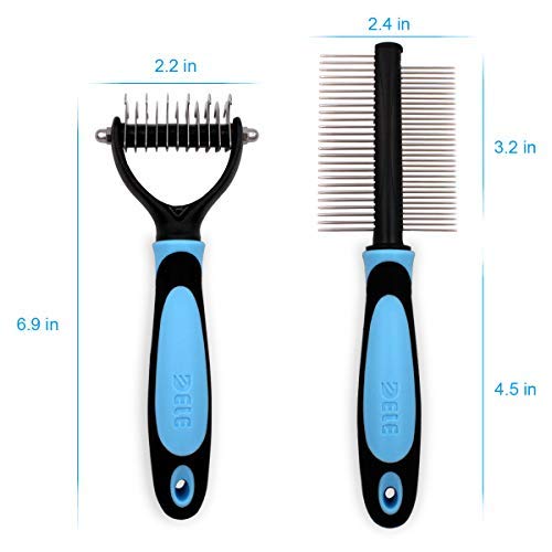 Shd 2 Pack Pet Grooming Tool With Double Sided Dematting Rake Brush And Deshedding Comb For Medium, Longhaired Curl Dog Or Cat #TOP4