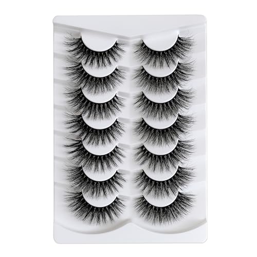 Happy Heartbeat False EyeLashes Fluffy Volume Long Thick Natural Look Cat Eye Soft Faux Mink Reusable Dramatic Fake Lashes 7 Pairs(No.367)