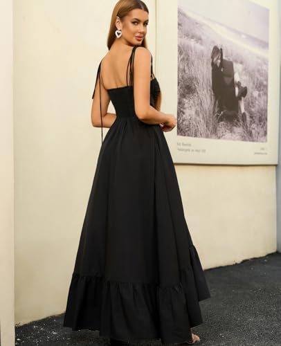 GLNEGE Women's Summer Spaghetti Strap Maxi Wedding Guest Dress Smocked Ruffle Tea Party Dresses Flowy A Line Sundress3