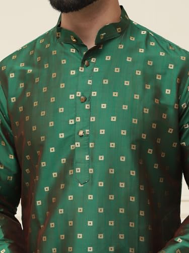 Image of SOJANYA (Since 1958 Men's Silk Blend Booti Kurta with Gold Churidaar Pyjama