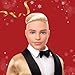 Barbie Signature 2025 Holiday Blonde Ken Collectible Fashion Doll Wearing Full Suit with Golden Jacket in Displayable Packaging & Doll Stand