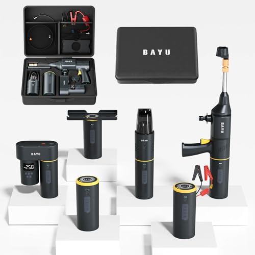 BAYU Car Vacuum Cleaner, 19000PA Cordless Handheld Vacuum, Portable Tire Inflator, Electric Power Washer, Car Jump Starter for Car, Bike, Home
