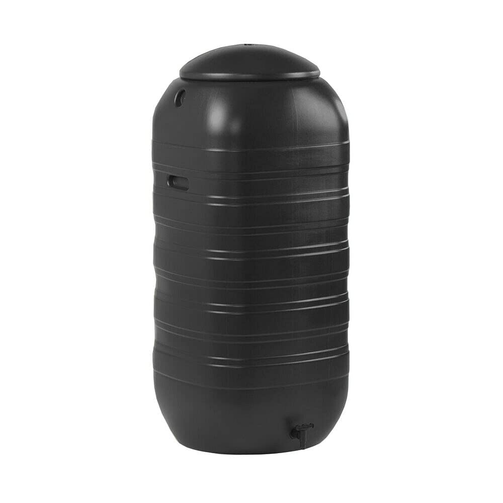 Original Organics Black Slimline Water Butt + Tap & Lid, Rain Barrel, Uk Rain Water Storage 250L
