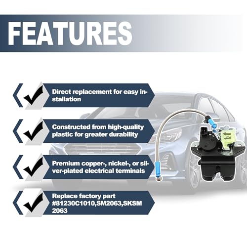 Image of HiSport Trunk Rear Latch Door Actuator 81230-C1010 931960 - Compatible with Hyundai Sonata 1.6L 2.0L 2.4L Engines 2015 2016 2017 - Tailgate Tail Gate Latch Lock Actuator Motor Assembly