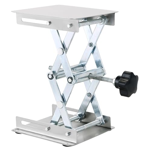 DASBET Lab Scissor Stand 100 x 100mm Laboratory Lifting Platform Stainless Steel Adjustable Lab Stand Router Lift Scissor Lift for Chemical Instrument Support Load Capacity 5KG from 45mm to 150mm