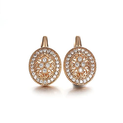 Shining Diva Fashion 18k Rose Gold Plated Latest Fancy Stylish Copper Zircon Bali Earrings for Women and Girls