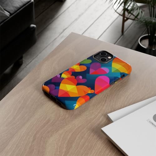 Coque rigide iPhone 14 Plus cœurs géométriques colorés brillant idée cadeau - 4