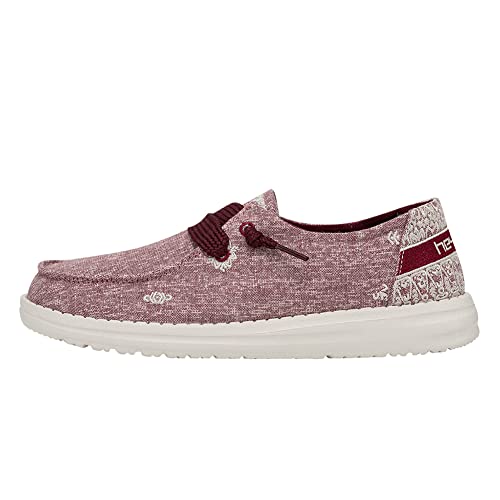 Image of HEYDUDE Women's Wendy Flora Peony Red Size 8 | Women's Shoes | Women's Lace Up Loafers | Comfortable & Light-Weight