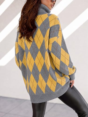 Image of Womens Turtleneck Oversized Sweater Batwing Chunky Pullover Sweater Casual Fall Loose Knit Jumper Top