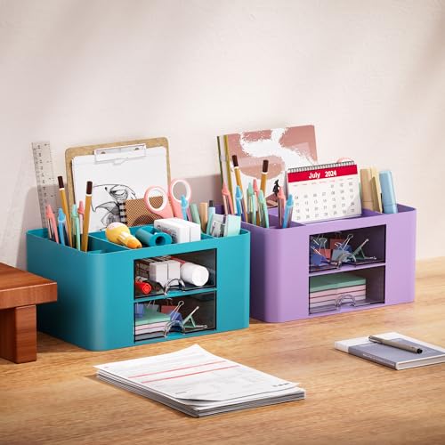 Marbrasse Plastic Pencil Holder for Desk, Pen Organizer with 2 Drawers by Marbrasse - Image 7
