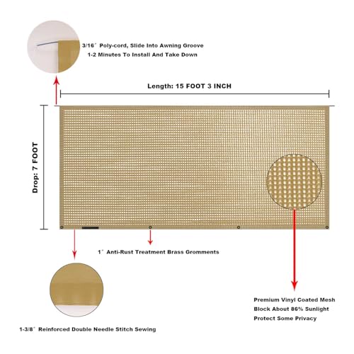 Image of RV Awning Mesh Sun Shade Screen for Motorhome Camper Trailer Sunshade