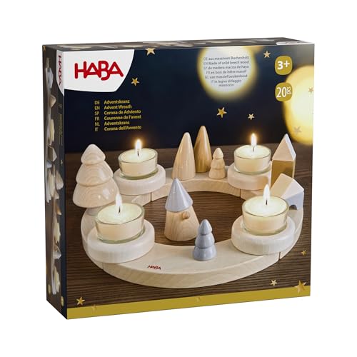 HABA Adventskranz – Weihnachtliche Holz-Dekoration aus Buchenholz...