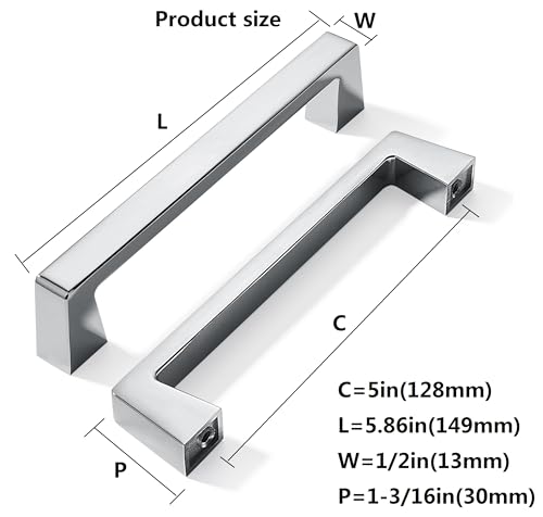 CABDM 10 Pack 5 inch Solid Polished Chrome Cabinet Handles Kitchen Hardware Drawers Bathroom Vanity Cabinet Door Handles by CABDM - Used condition - Image 2