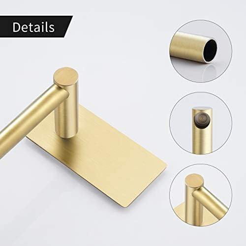 KES Gold Towel Rail 34CM Stick on Towel Holder for Bathroom and Kitchen SUS304 Stainless Steel Towel Bar Wall Mounted Brushed Brass, A7000S30-BZ