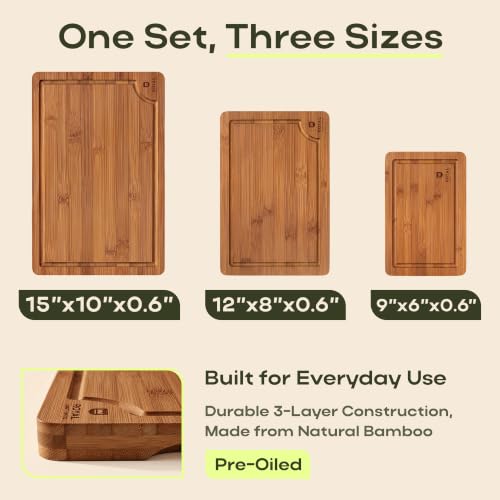 ROYAL CRAFT WOOD Wooden Cutting Boards for Kitchen Appliances Non Toxic Bamboo Board Set - image 2