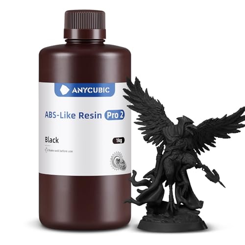 Image of ANYCUBIC 3D Printer Resin, ABS-Like Resin Pro 2 with Enhanced Strength and Toughness, Performance far Superior to ABS-Like Resin, Low Odor, Wide Compatible for All Resin 3D Printers (Black 1kg)