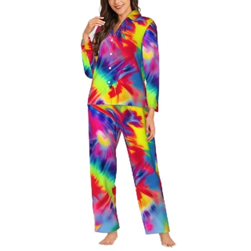 Pyjama à manches longues noir haut de gamme pour femme avec chemise boutonnée fluide L