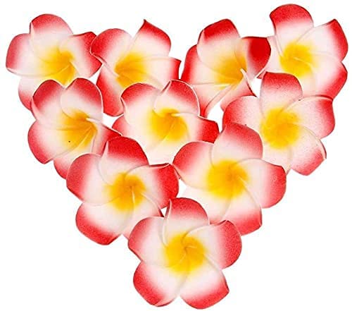 SATYAM KRAFT12 Pcs Artificial Big Fake Foam Hawaii Beach Water Floating Flowers for Decoration, Pooja Thali, Festival & Events, Home mandir, Table, Badroom,Room, DIY Craft (6 cm) (Red)