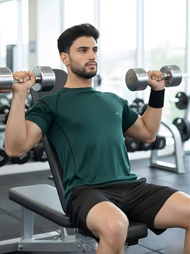 Image of White Moon Men's Round Neck Half Sleeve Regular Fit Lightweight Quick Dry Activewear Gym T Shirt for Workout Training Running and Activities Combo Pack of 2