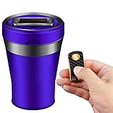 Car Ashtray Detachable Ceramics with Lid Led Light and Removable Lighter Solar Energy and USB Dual C