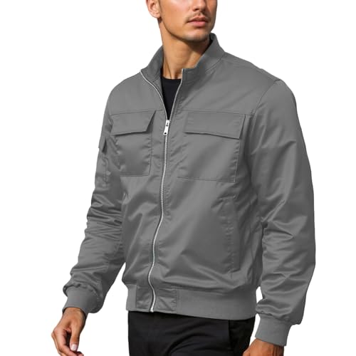 Veste blouson légère pour homme avec col montant et poches style vintage