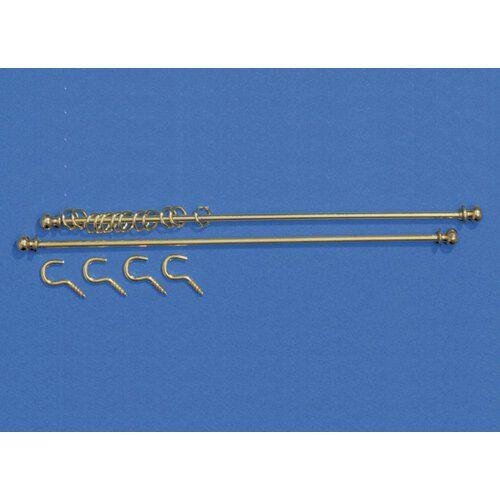 The Dolls House Emporium Two Curtain Rails with Rings & Hooks, length