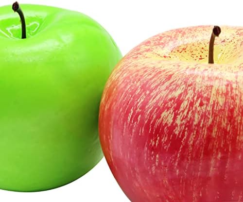 Artificial Fruit, LONTOM 6PCS Fake Fruit Apples Plastic Apples for Still Life Paintings, Storefront Decoration, Kitchen Decor (Red/Green)