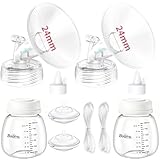 Breast Pump Parts Compatible with Spectra S1/S2/9 Plus, Full Set Replacements Include 24mm Flanges, Valves, Backflow Protectors (Duckbills Included), Tubings and Bottles,Not Original Accessories