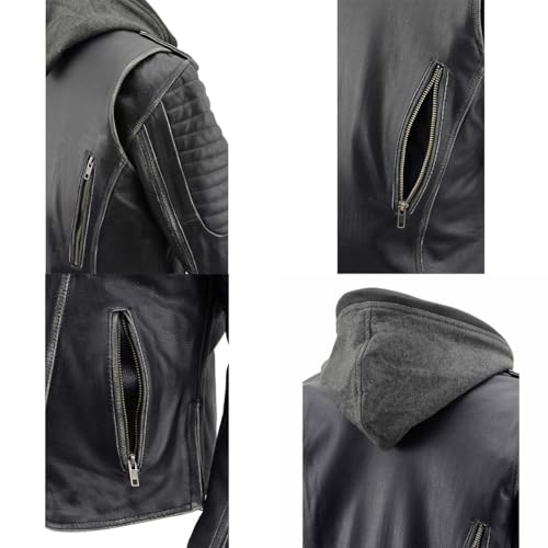 Image of Milwaukee Leather Women's Premium Leather Motorcycle Riding Jacket With Removable Hoodie Liner
