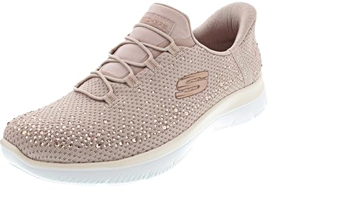 Image of Skechers Women's Summits-Brilliant Shine Hands Free Slip-ins | Slip-ins, Rhinestone embellished mesh upper with stretch laces, Heel Pillow holds your foot secure,Flexible traction outsole