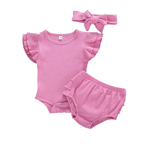 Baby Girl Summer Outfits Newborn Infant Ruffle Ribbed Romper Bodysuit Bloomer Shorts Headband 3 Piece Clothes Shorts Set (Purple,18-24 Months) Baby Girl Summer Outfits Newborn Infant Ruffle Ribbed Romper Bodysuit Bloomer Shorts Headband 3 Piece Clothes Shorts Set (Purple,18-24 Months)