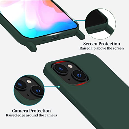 Image of Compatible with iPhone 14 Plus Case with Lanyard Crossbody iPhone Case with Strap Adjustable Shockproof Drop Protection Silicone Phone Cover for iPhone 14 Plus 6.1'' Midnight Green