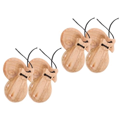 BESPORTBLE Wooden Castanets for Dance 4 Pairs of Small Finger Percussion Instruments for Beginners and Adults Handheld Musical Instruments for Rhythm and Music Education