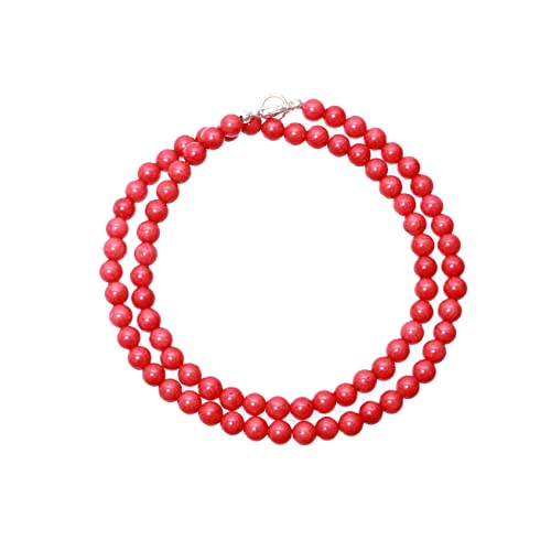 A&M GEMS & JEWELS Natural Red Coral Gemstone Necklace 5.56 mm Smooth Round Beads Handmade Beaded Necklace for Unisex Coral Gemstone Jewelry Unique Gift for Men & Women (20)