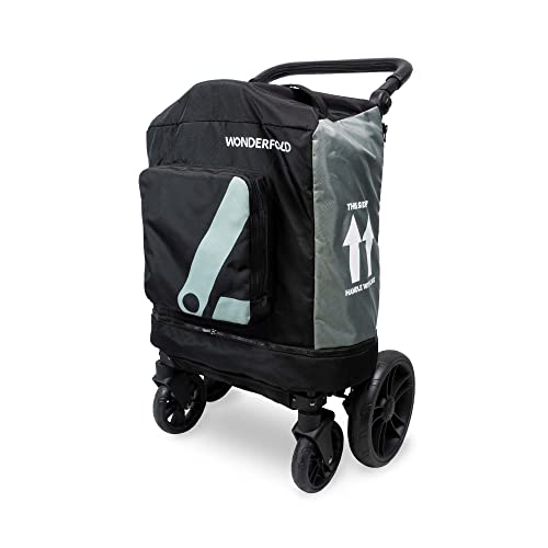 Image of WONDERFOLD Stroller Wagon Travel Cover Featuring Front Storage Pocket, Inner Storage Pocket for Rear Basket and Canopy, and an Optional Wheel Cover (Fits Only W4)