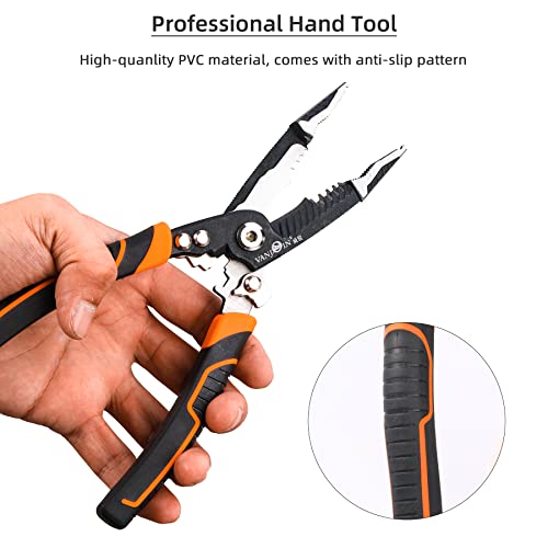Vanjoin Wire Stripper Crimper Cutter Tool, 6 In 1 Multifunctional Electrician Tool With Safety Lock For Wire Stripping Crimping Cable Cutting Gripping Tighten Screws Hand Pliers Tool(8.5 Inch) #TOP3