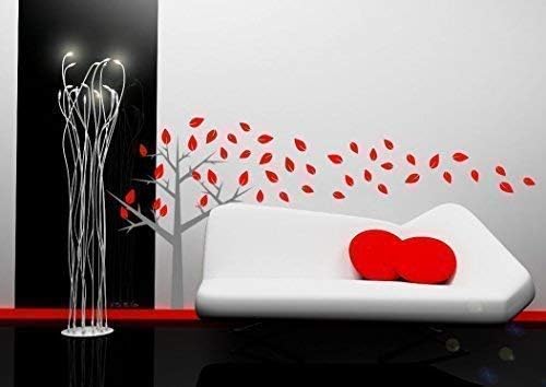 Tree Leaves flowers Bathroom Kids Bedroom Wall Sticker Wall Art Mural Decal, Ice Blue Gloss, 119cm x 96cm