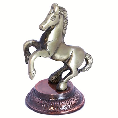Image of KridayKraft Jumping Horse Metal Statue for Wealth Table Top Figurine for Living Room Bedroom Home Office Animal Decorative Showpiece Feng Shui Vanstu Sculpture for Gift Purpose. (Brass)