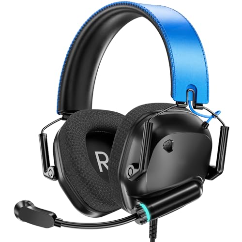 Image of Wired Gaming Headset with Noise Cancelling Mic, Stereo Gaming Headphones Compatible with PS5, PS4, Xbox Series X|S, PC, Switch, Comfortable Cushion Earmuffs