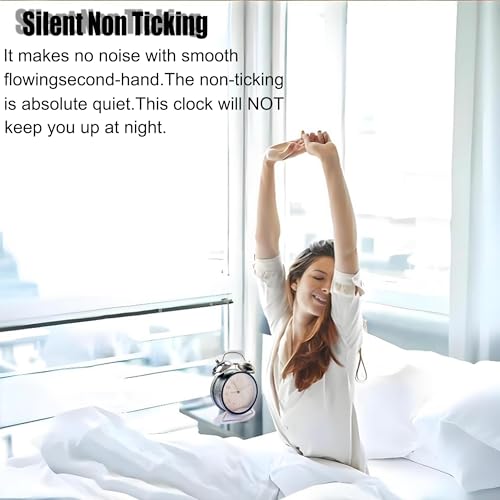 Reloj despertador de volumen fuerte analógico silencioso y portátil para mesita de noche plata 4