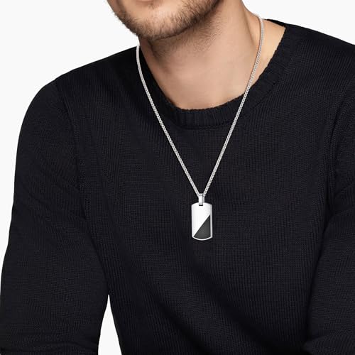 GAVU Herren Dog Tag Halskette mit rechteckigem Hundemarke Anhänger für Herren 60cm